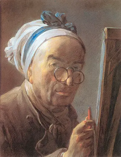 Self Portrait with an Easel Jean-Baptiste-Simeon Chardin
